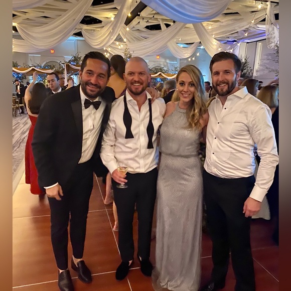 ⭐️KLEINFELD Storm Gray Beaded Evening Gown - Size 2 - Picture 2 of 8